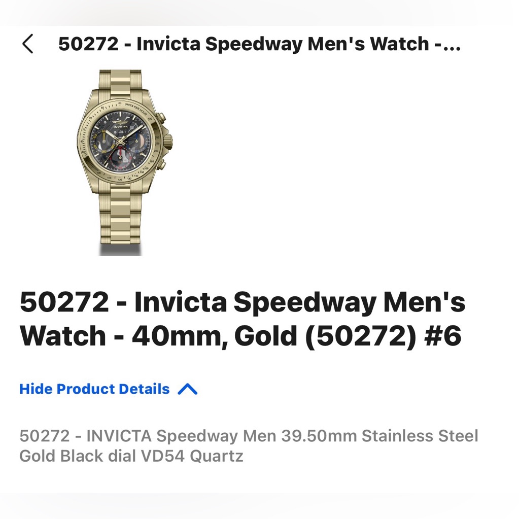 Invicta Speedway Gold And Black Chronograph Watch